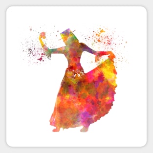 Gypsy woman dancing flamenco dancer silhouette in watercolor Magnet